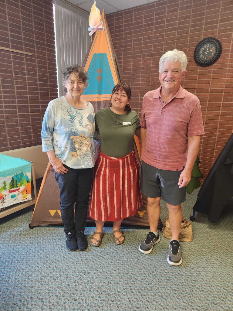 Field Organizer Dakota and a Better Wyoming volunteer meet with Kevin Skates, who is running for Wyoming House District 28