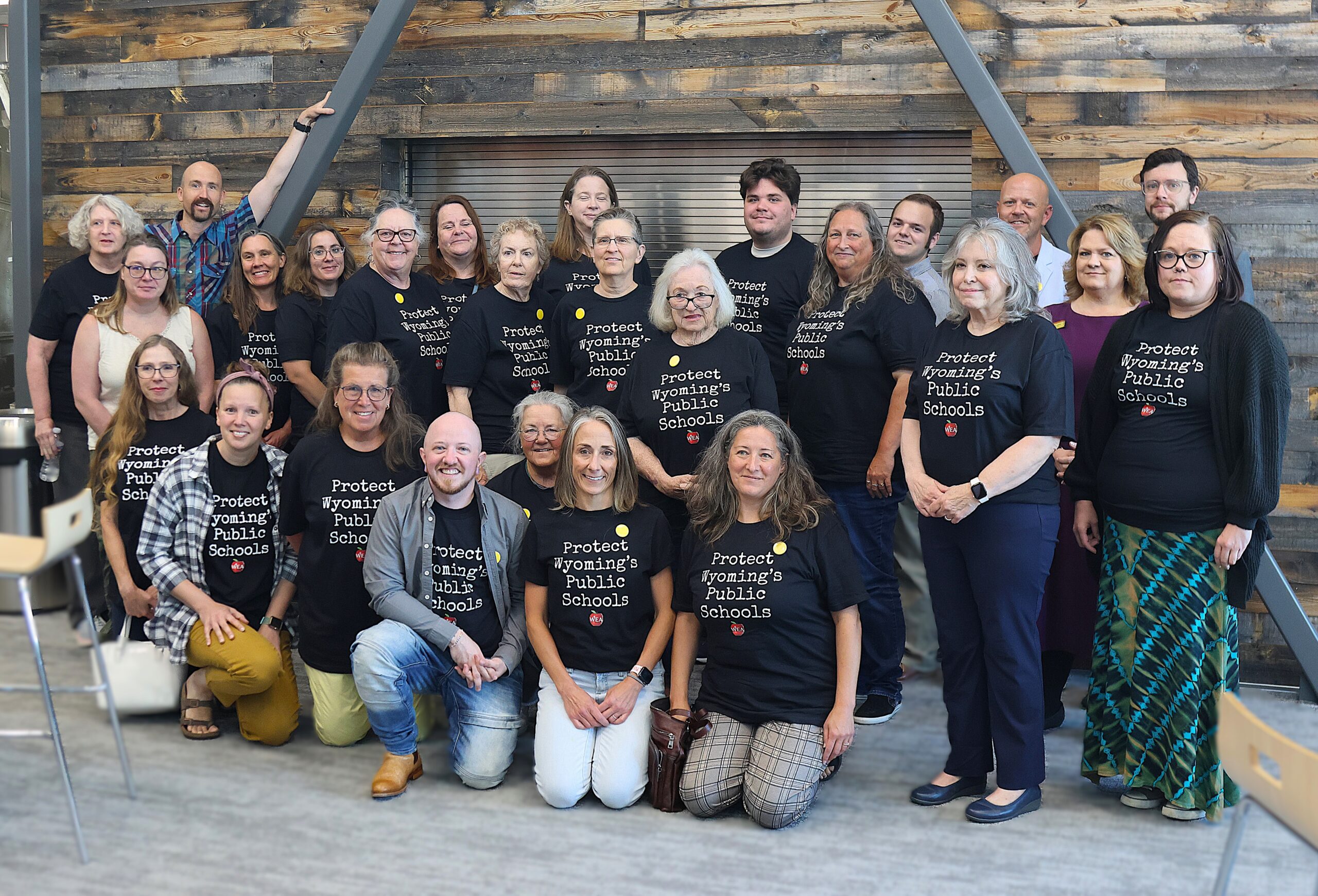 Group photo of the Better Wyoming volunteers, public education advocates, and educators who made their voices heard