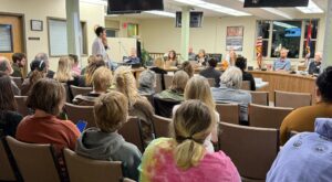 At an Albany County School Board meeting people give testimony to talk about book ban legislation
